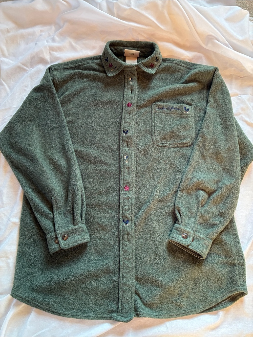 Vintage 90s northern reflections, embroidered fleece shirt, jacket women’s large